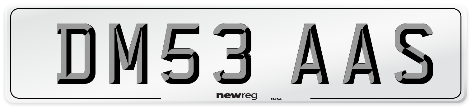 DM53 AAS Number Plate from New Reg
